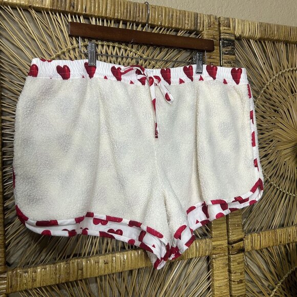 Victoria's Secret Womens Fleece Shorts Faux-Sherpa Fuzzy White Size XXL NWT - Picture 1 of 8